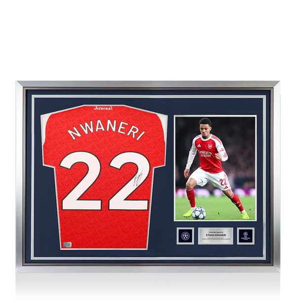 Ethan Nwaneri Official UEFA Champions League Back Signed and Hero