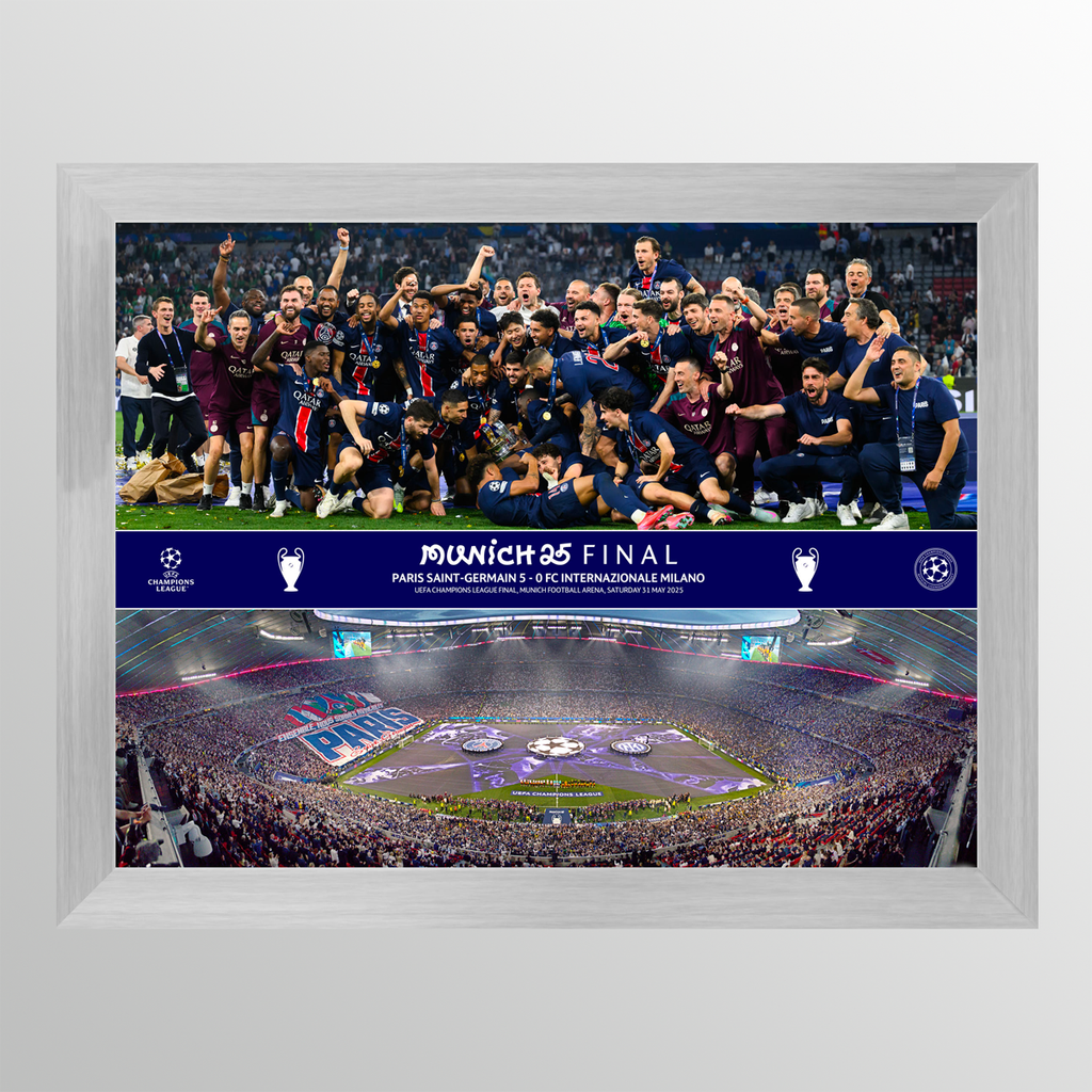 2025 UEFA Champions League Final Munich Celebration Framed Montage
