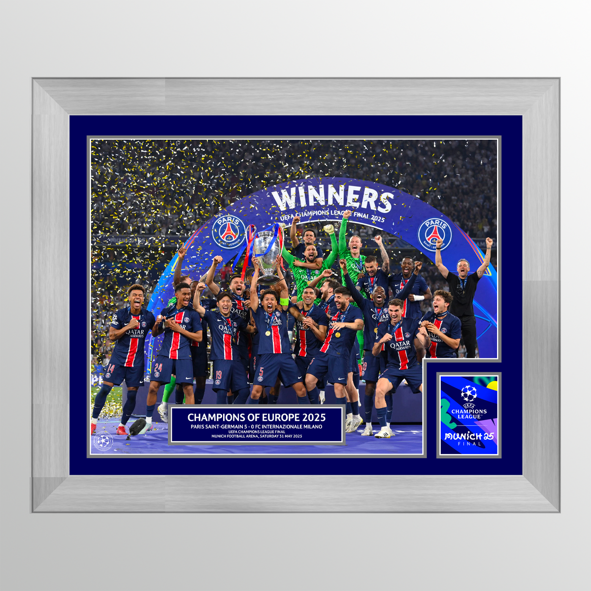2025 UEFA Champions League Final Munich Framed Winners Trophy Lift 2025 UEFA Champions League Final Munich Framed Winners Trophy Lift
