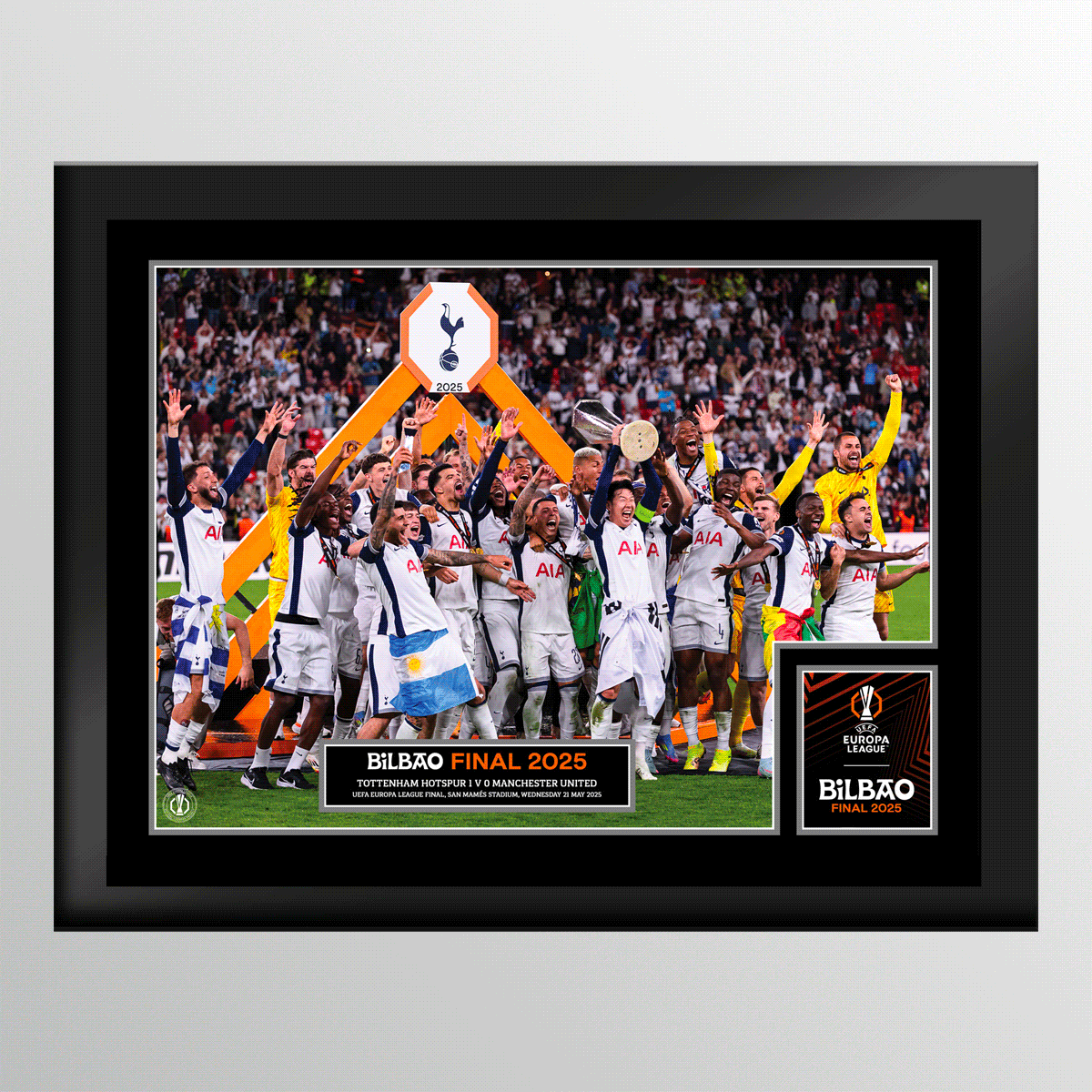 2025 UEFA Europa League Final Bilbao Tempered Glass Winners Cup Lift - Tottenham Hotspur UEFA Club Competitions Online Store