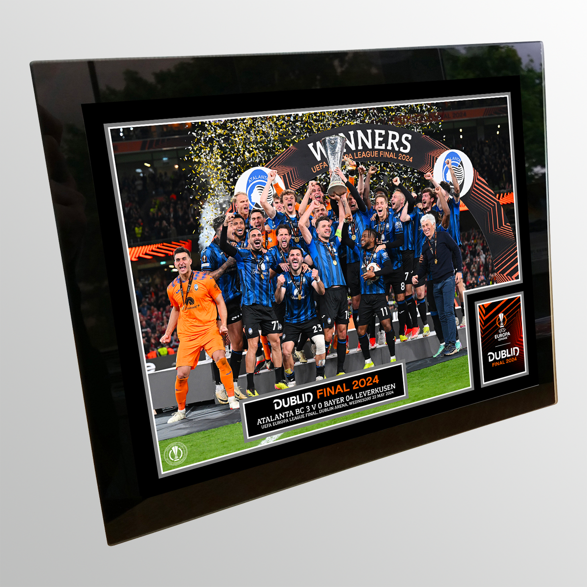 2024 UEFA Europa League Final Dublin Tempered Glass Winners Cup Lift - Atalanta