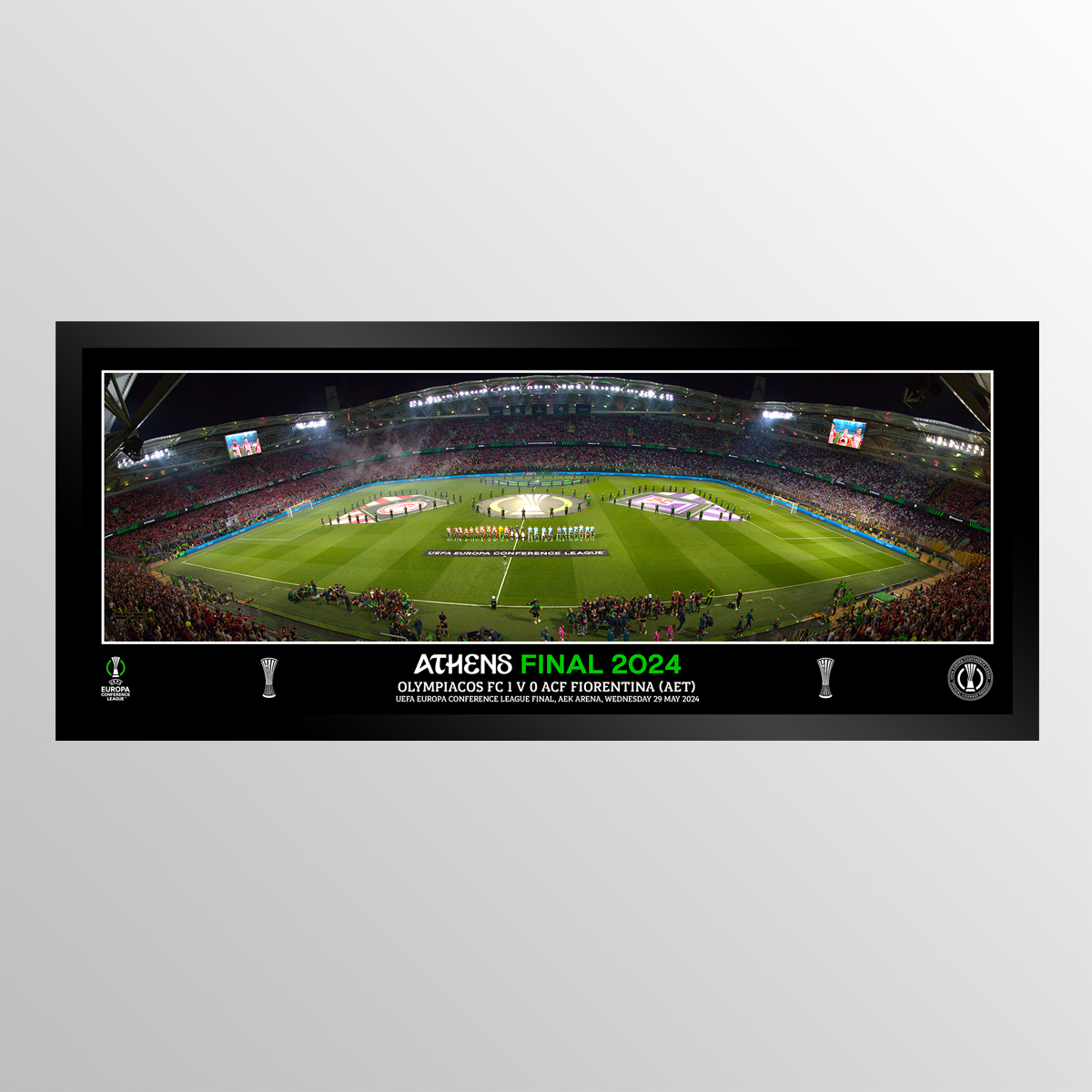 2024 UEFA Europa Conference League Final Athens Line Up Tempered Glass Panoramic UEFA Club Competitions Online Store