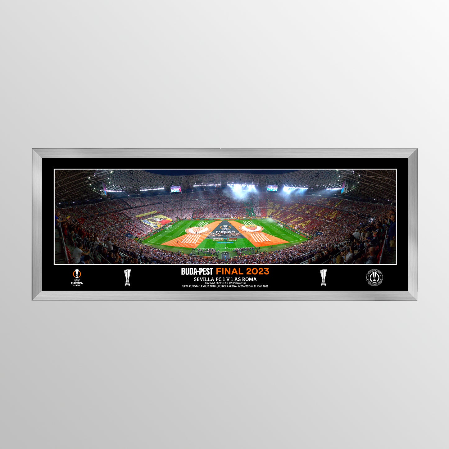 2023 UEFA Europa League Final Budapest Line up 30" Panoramic Visual UEFA Club Competitions Online Store