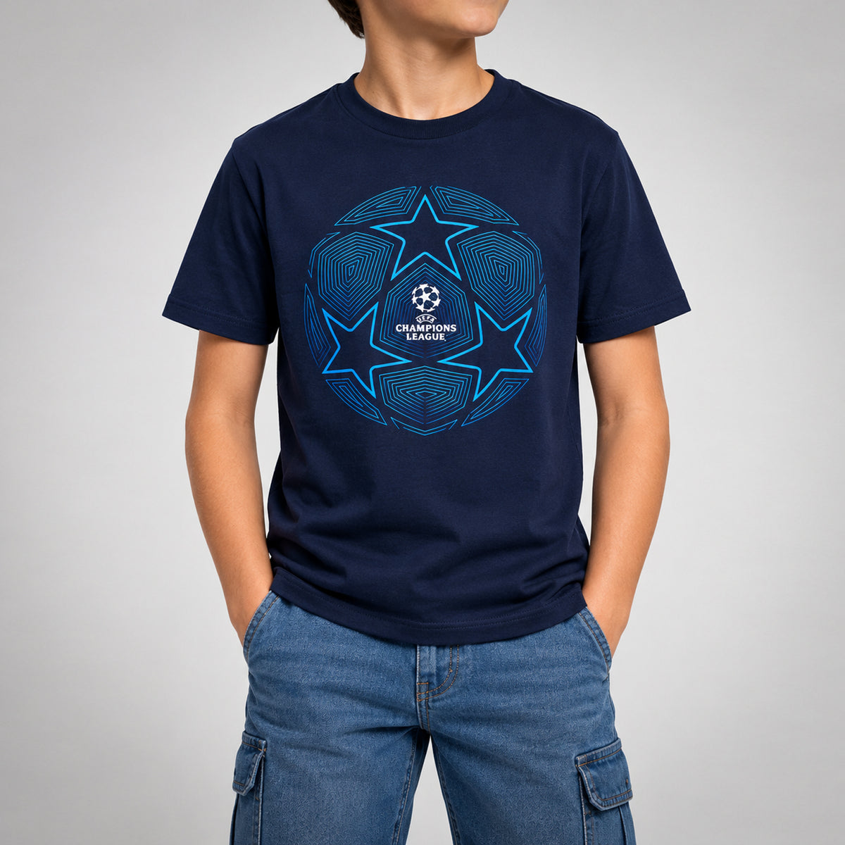 UEFA Champions League - Pattern Starball Kids Navy T-Shirt