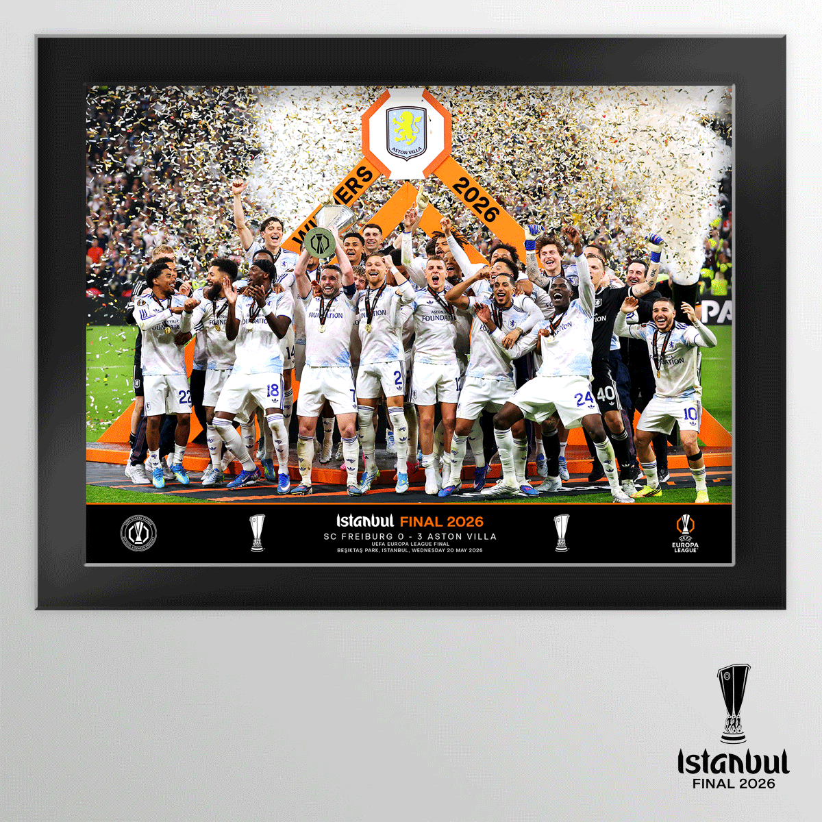 2026 UEFA Europa League Final Istanbul Tempered Glass Winners Cup Lift - Aston Villa
