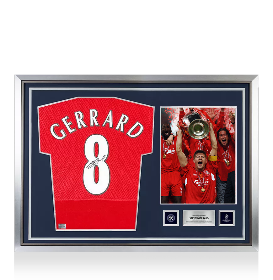 Steven Gerrard Official UEFA Champions League Back Signed and Hero Framed Liverpool 2005 Home Shirt: UEFA Champions League Final Edition UEFA Club Competitions Online Store