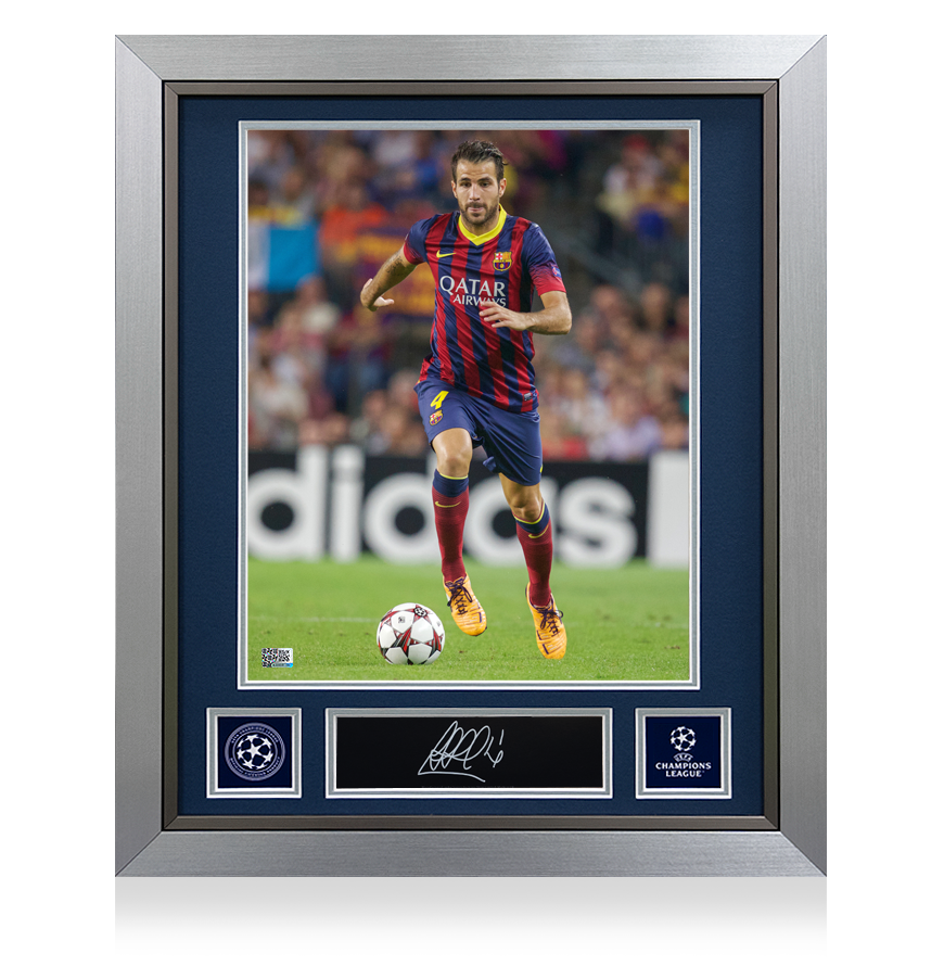 Cesc Fabregas Official UEFA Champions League Signed Plaque and Photo Frame: FC Barcelona Icon