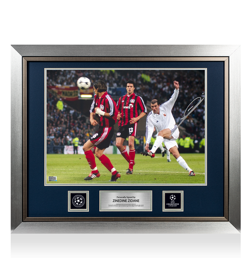 Zinedine Zidane Official UEFA Champions League Signed and Framed Real Madrid Photo: 2002 UEFA Champions League Final Volley UEFA Club Competitions Online Store