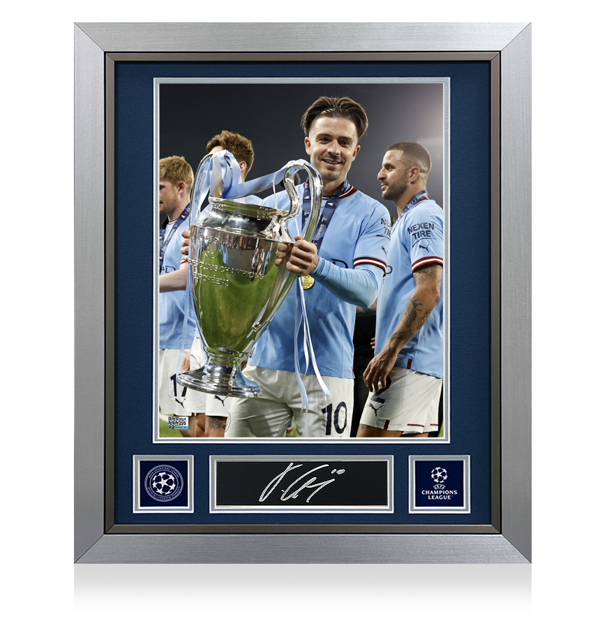 Jack Grealish Official UEFA Champions League Signed Plaque and Photo Frame: 2023 Winner