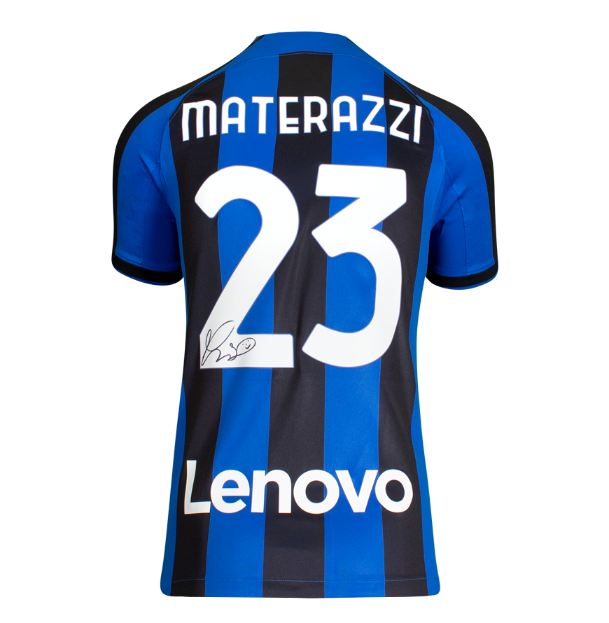 Marco Materazzi Official UEFA Champions League Back Signed Modern Internazionale Home Shirt