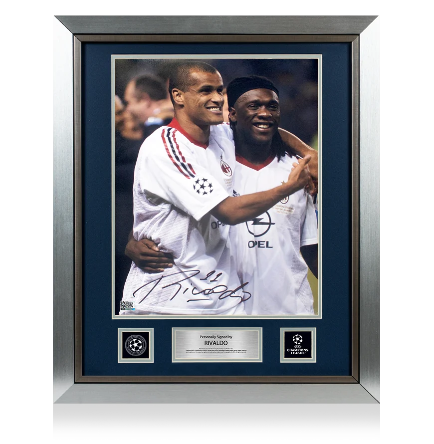 Rivaldo Official UEFA Champions League Signed and Framed AC Milan Photo: 2003 Winner