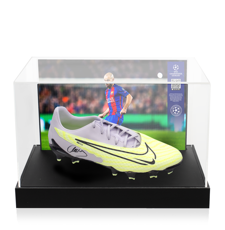 Javier Mascherano Official UEFA Champions League Signed Nike Phantom GX Boot In Photo Acrylic Case: Option 1