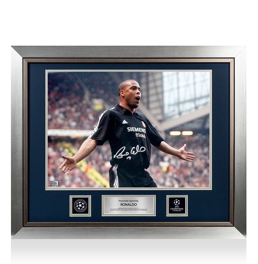 Ronaldo Official UEFA Champions League Signed and Framed Real Madrid CF Photo: Iconic Old Trafford Hat-trick