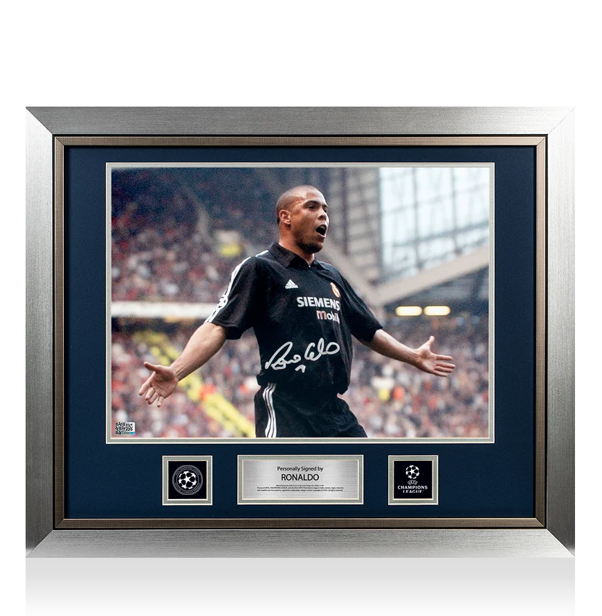 Ronaldo Official UEFA Champions League Signed and Framed Real Madrid CF Photo: Iconic Old Trafford Hat-trick