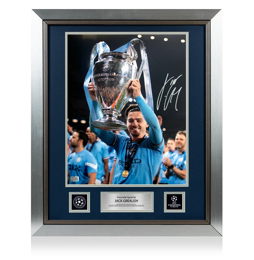 Jack Grealish Official UEFA Champions League Signed and Framed Manchester City Photo: 2023 Winner