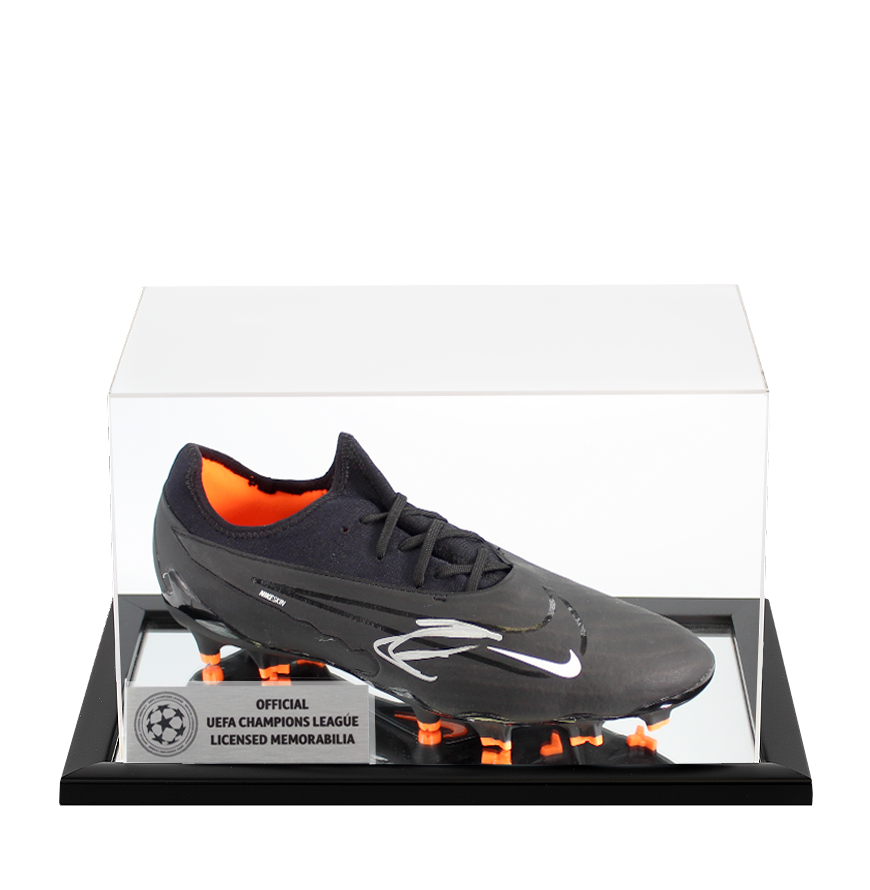 Zlatan Ibrahimovic Official UEFA Champions League Signed Black Nike Phantom GX Pro FG Boot In Acrylic Case
