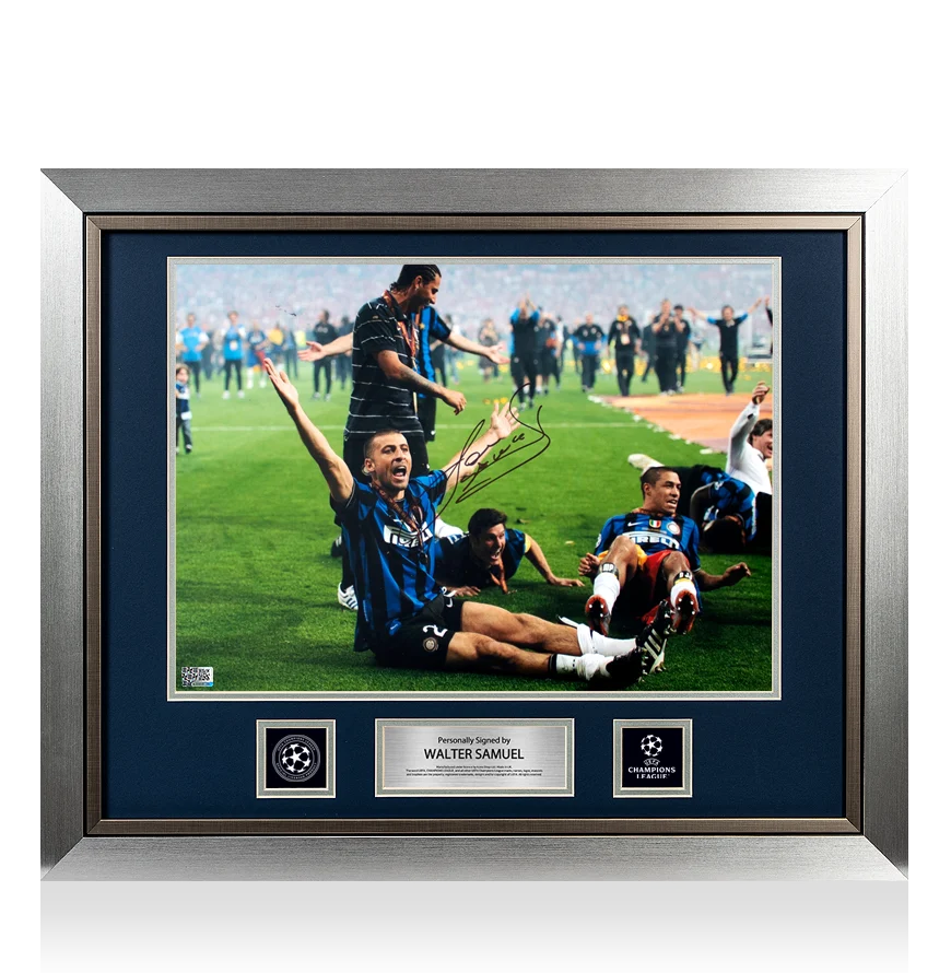 Walter Samuel Official UEFA Champions League Signed and Framed Internazionale Photo: 2010 Winner