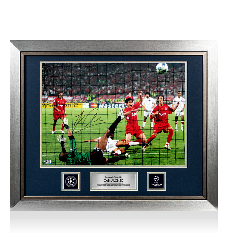 Xabi Alonso Official UEFA Champions League Signed and Framed Liverpool FC Photo: 2005 Final Goal