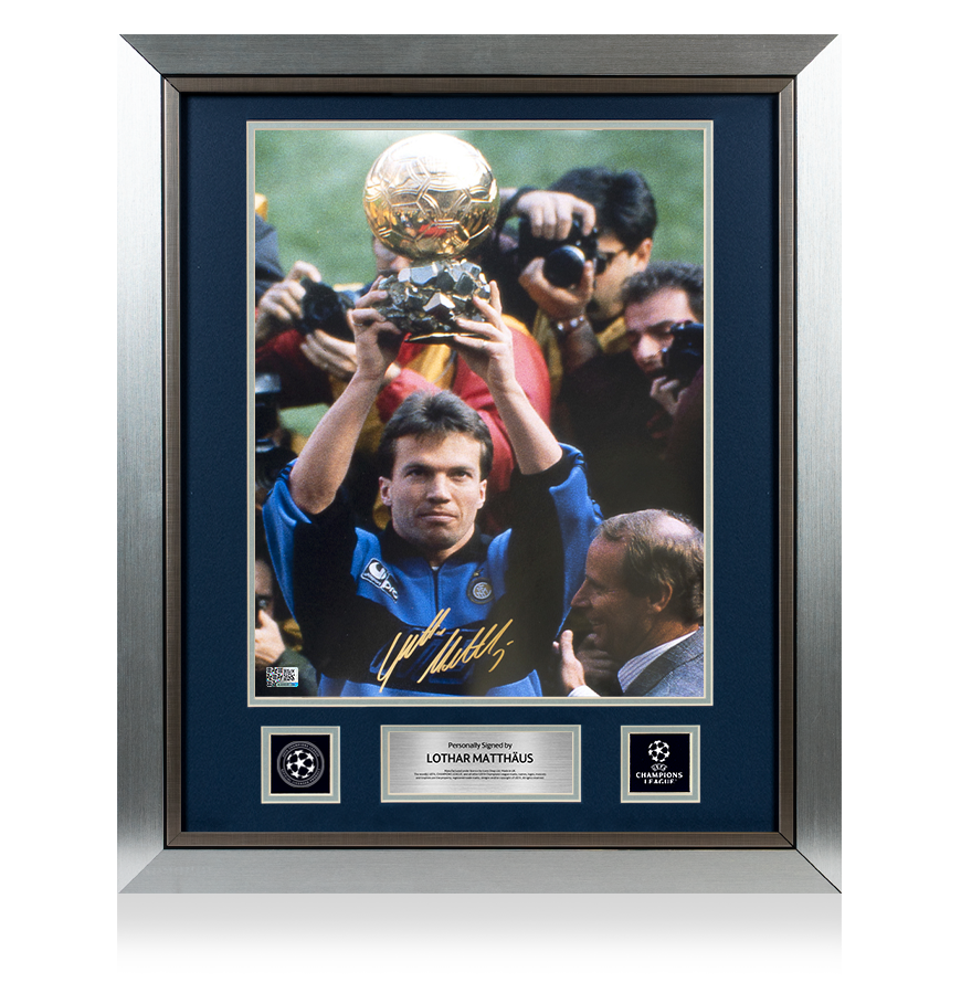 Lothar Matthaus Official UEFA Champions League Signed and Framed Internazionale Photo: 1990 Ballon d'Or Winner