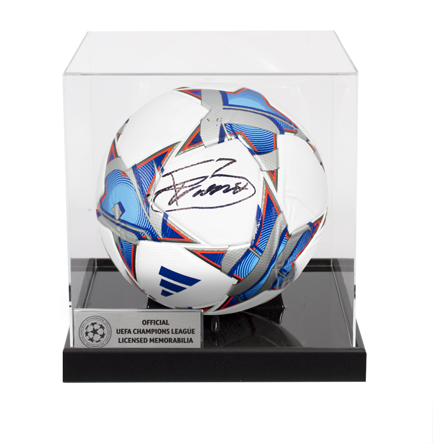 Bruno Guimarães Official UEFA Champions League Signed Football In Acrylic Case