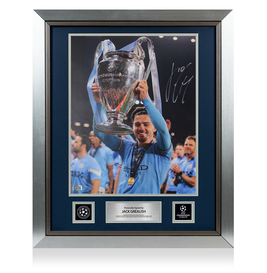 Jack Grealish Official UEFA Champions League Signed and Framed Manchester City Photo: 2023 Winner UEFA Club Competitions Online Store