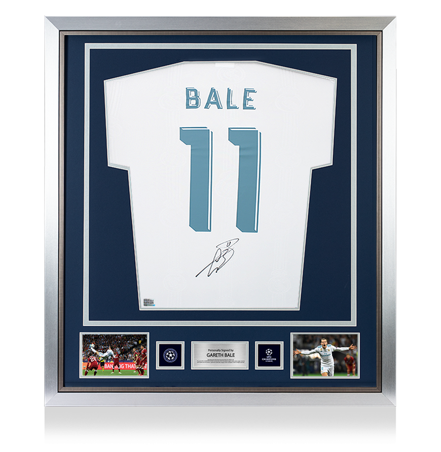 Gareth Bale Official UEFA Champions League Back Signed and Framed Real Madrid Modern Home Shirt with Fan Style Numbers UEFA Club Competitions Online Store