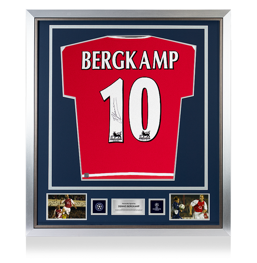 Dennis Bergkamp Official UEFA Champions League Back Signed and Framed Arsenal 2002-04 Home Shirt UEFA Club Competitions Online Store