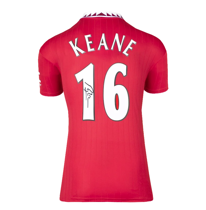 Roy Keane Official UEFA Champions League Back Signed and Framed Manchester United 2022-23 Home Shirt