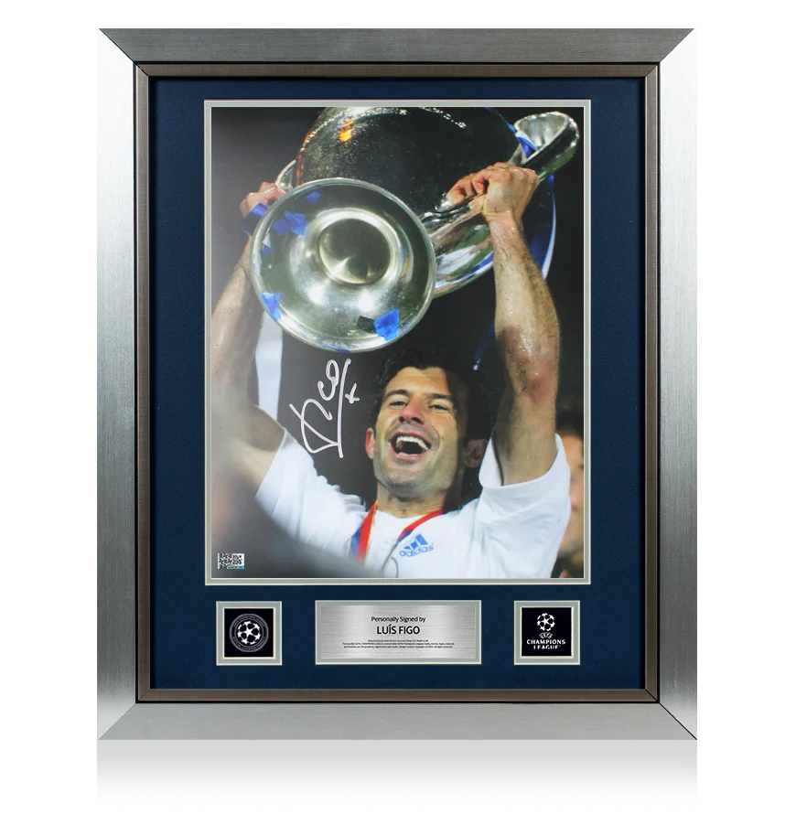 Luis Figo Official UEFA Champions League Signed and Framed Real Madrid Photo: 2002 Winner