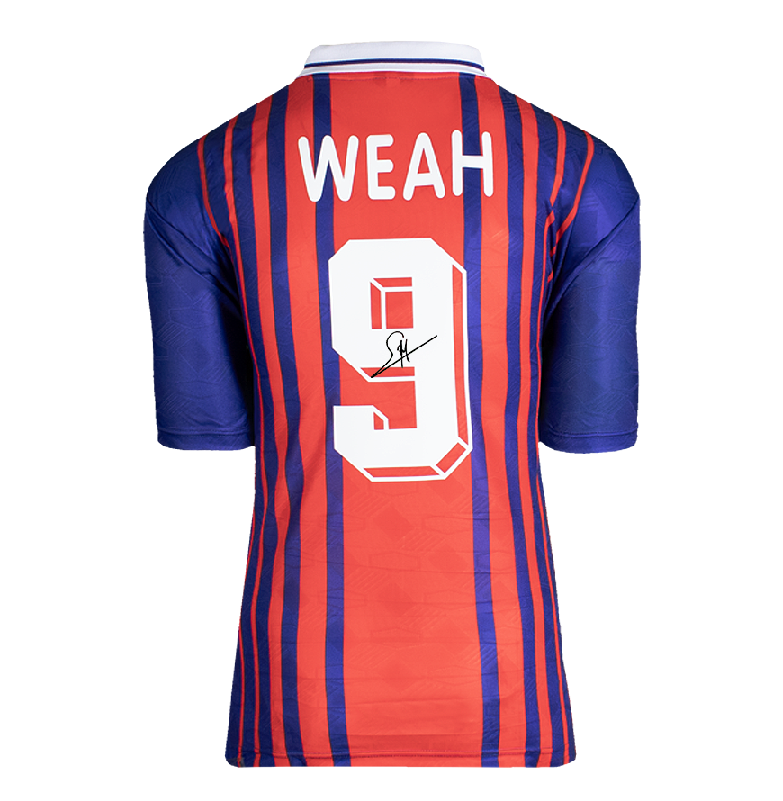 George Weah Official UEFA Champions League Back Signed Paris Saint-Germain 1993 Home Shirt