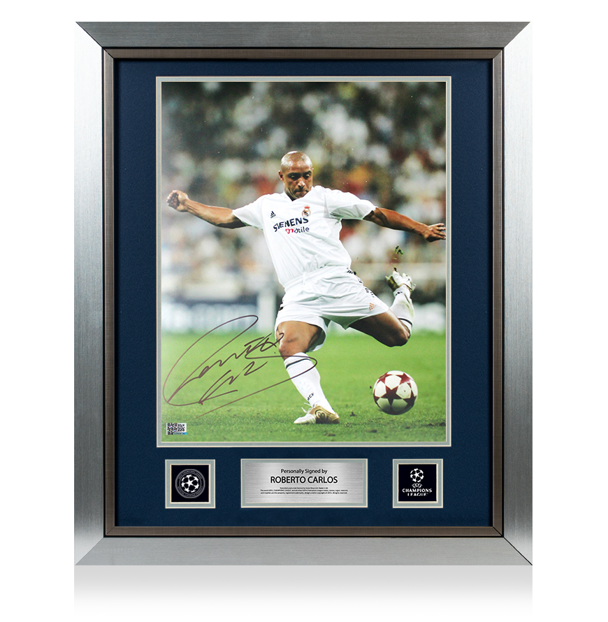 Roberto Carlos Official UEFA Champions League Signed and Framed Real Madrid CF Photo: Los Blancos Icon