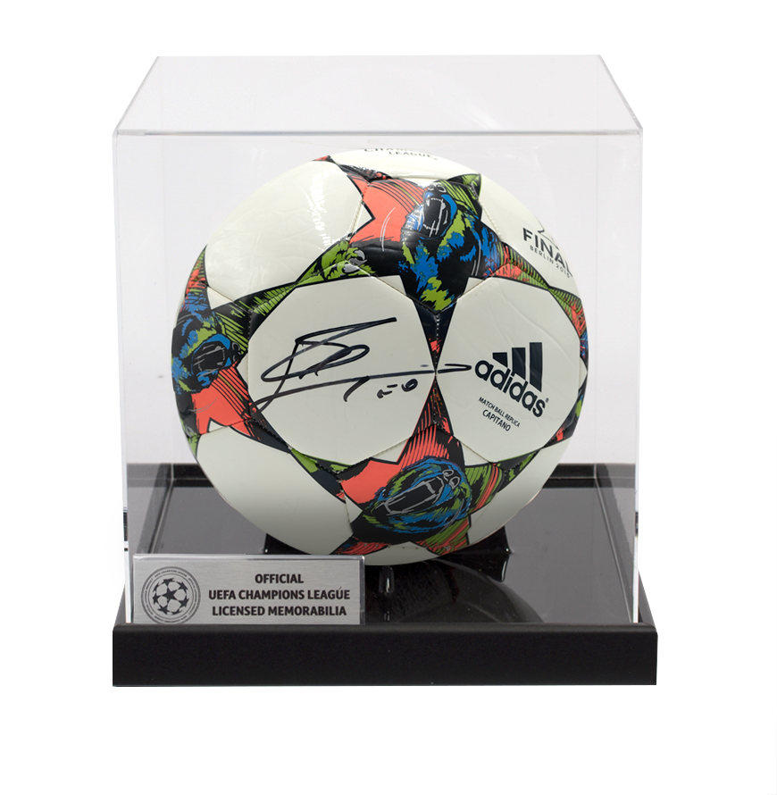 Lionel Messi Official UEFA Champions League Signed 2015 UEFA Champions League Final Football In Acrylic Case