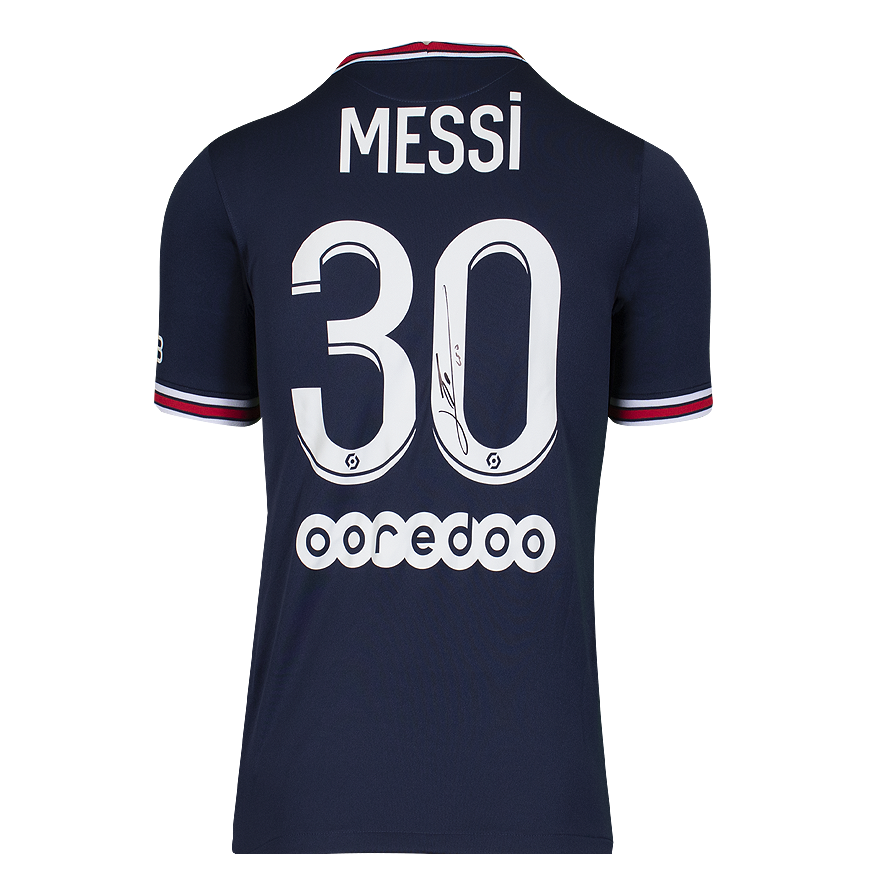 Lionel Messi Official UEFA Champions League Back Signed Paris Saint-Germain 2021-22 Home Shirt