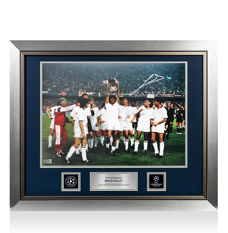 Ruud Gullit Official UEFA Champions League Signed and Framed AC Milan Photo: 1989 UEFA Champions League Winner
