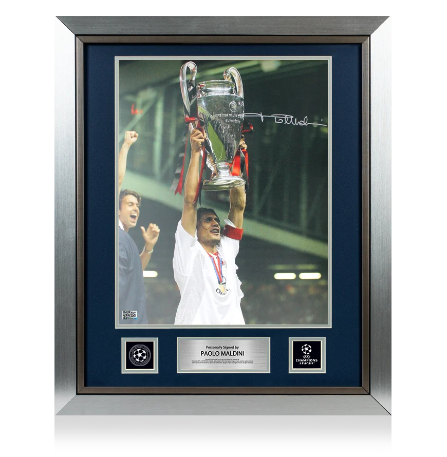 Paolo Maldini Official UEFA Champions League Signed and Framed AC Milan Photo: 2003 Winner