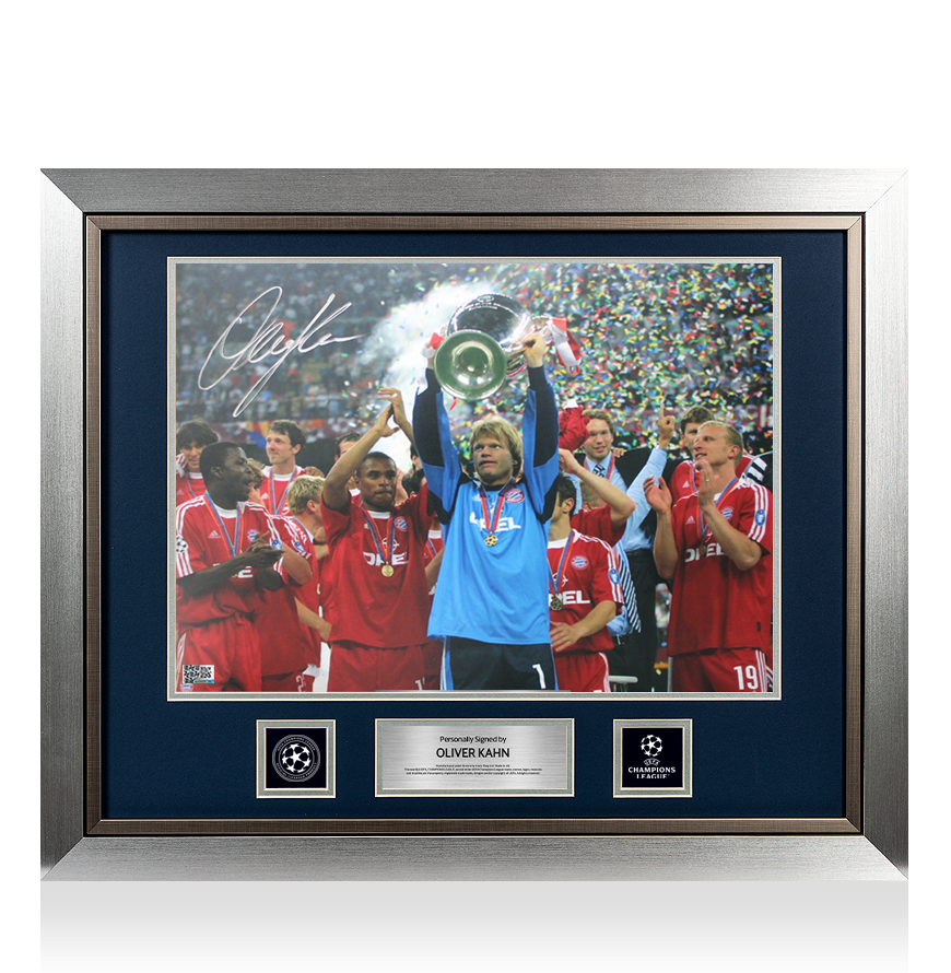 Oliver Kahn Official UEFA Champions League Signed and Framed FC Bayern Munich Photo: UEFA Champions League Winner