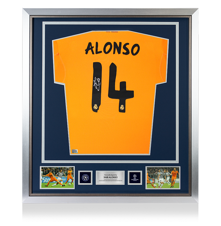 Xabi Alonso Official UEFA Champions League Back Signed and Framed Real Madrid 2013-14 Third Shirt
