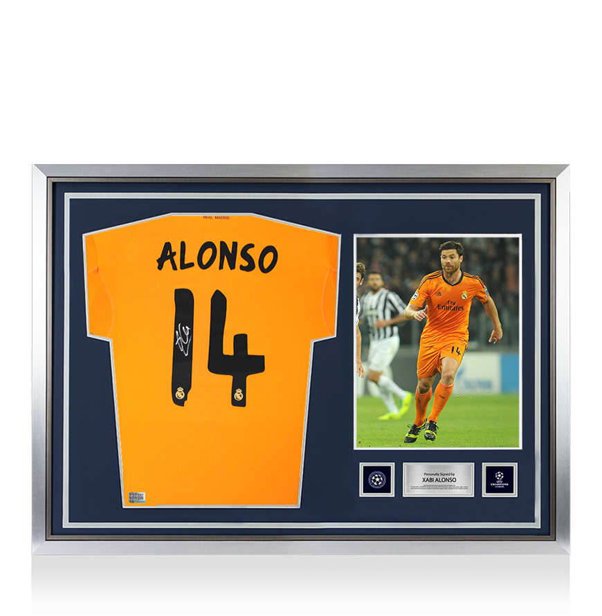 Xabi Alonso Official UEFA Champions League Back Signed and Hero Framed Real Madrid 2013-14 Third Shirt