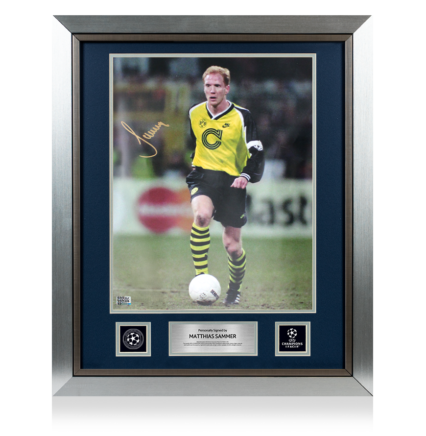 Matthias Sammer Official UEFA Champions League Signed and Framed Borussia Dortmund Photo