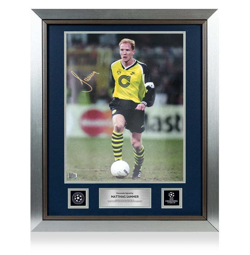 Matthias Sammer Official UEFA Champions League Signed and Framed Borussia Dortmund Photo