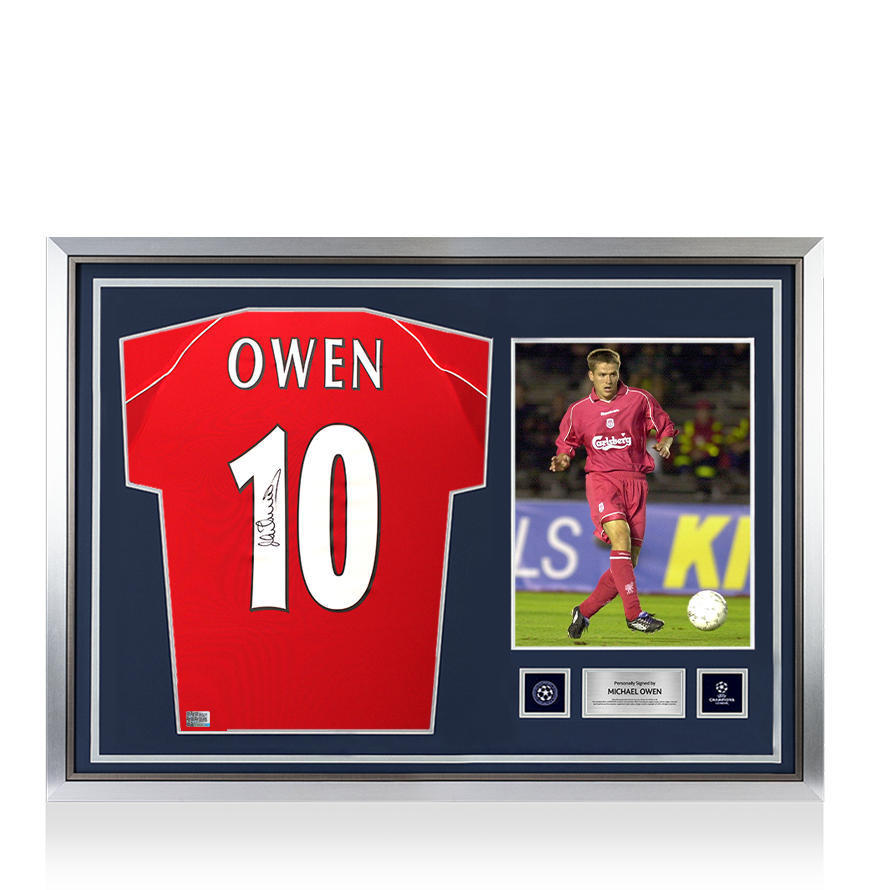 Michael Owen Official UEFA Champions League Back Signed and Hero Framed Liverpool 2000-01 Home Shirt