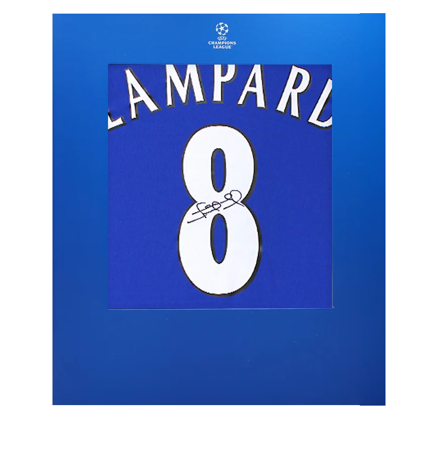 Frank Lampard Official UEFA Champions League Back Signed Chelsea 2000 Home Shirt In Deluxe Packaging