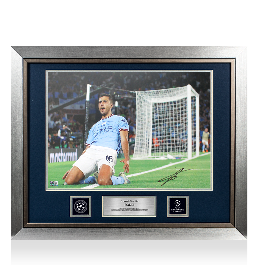 Rodri Official UEFA Champions League Signed and Framed Manchester City Photo: 2023 UEFA Champions League Final Goal