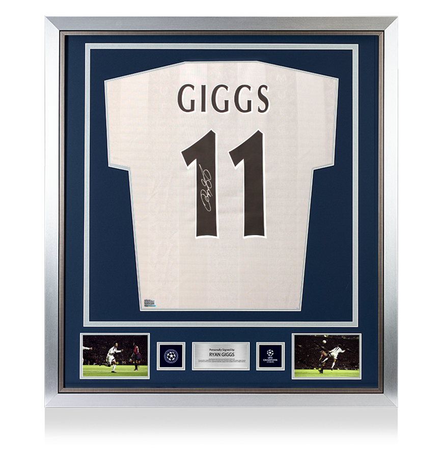 Ryan Giggs Official UEFA Champions League Back Signed and Framed Manchester United 1997-99 Away Shirt