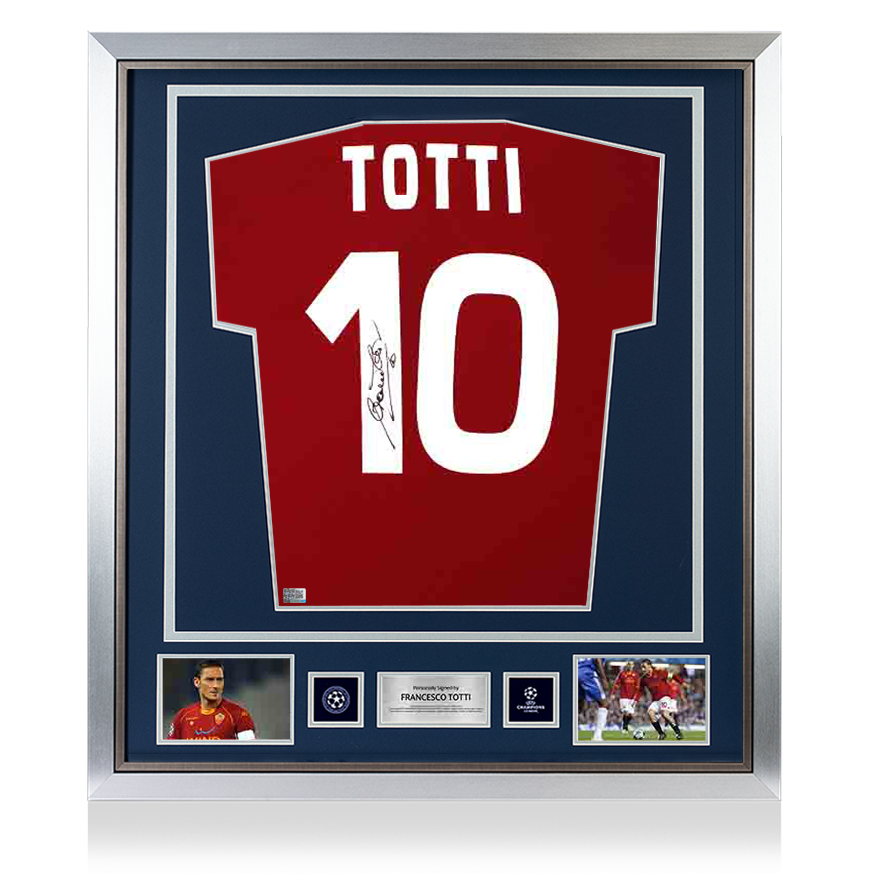 Francesco Totti Official UEFA Champions League Back Signed and Framed AS Roma 2007-08 Home Shirt