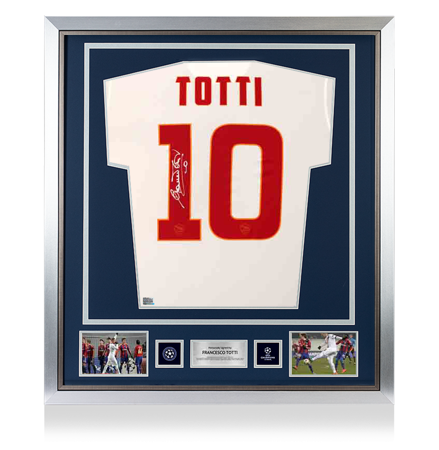 Francesco Totti Official UEFA Champions League Back Signed and Framed AS Roma 2014-15 Away Shirt