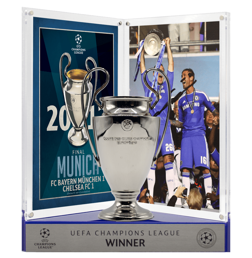 John Terry Official UEFA Champions League Signed 3D Mini Replica Trophy on Stand: 2012 Winner