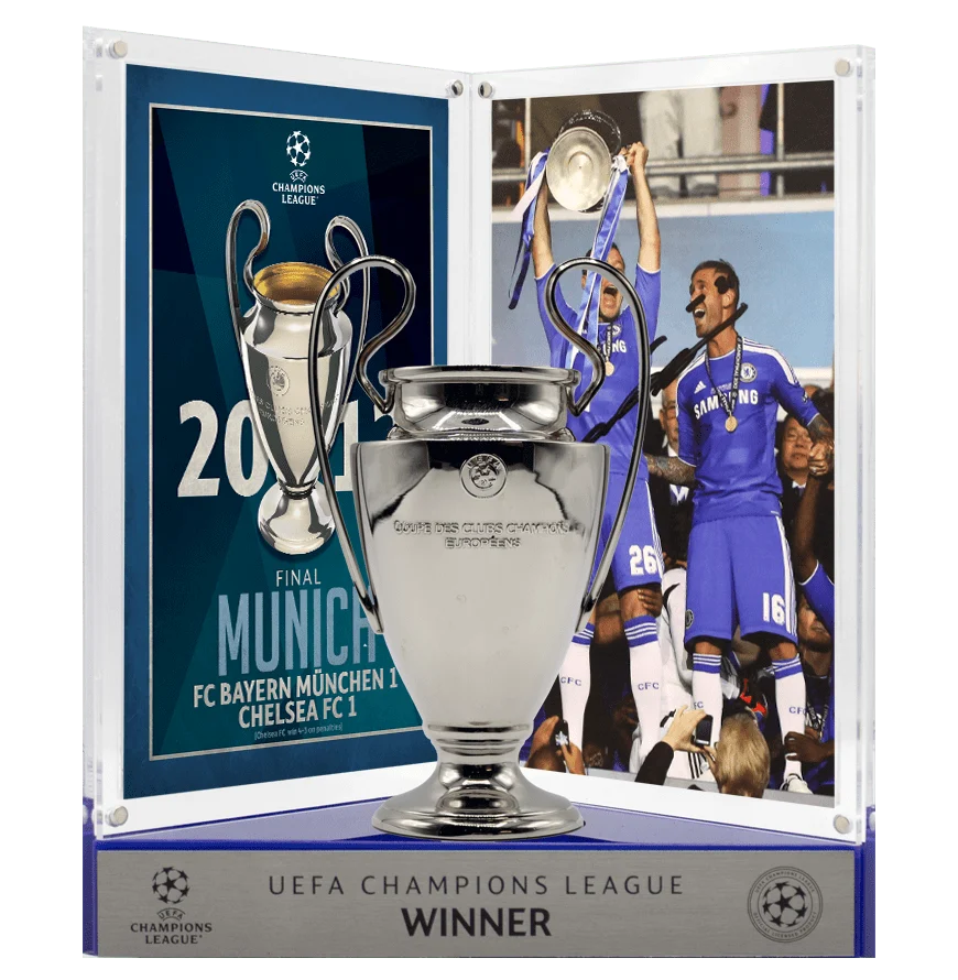 John Terry Official UEFA Champions League Signed 3D Mini Replica Trophy on Stand: 2012 Winner