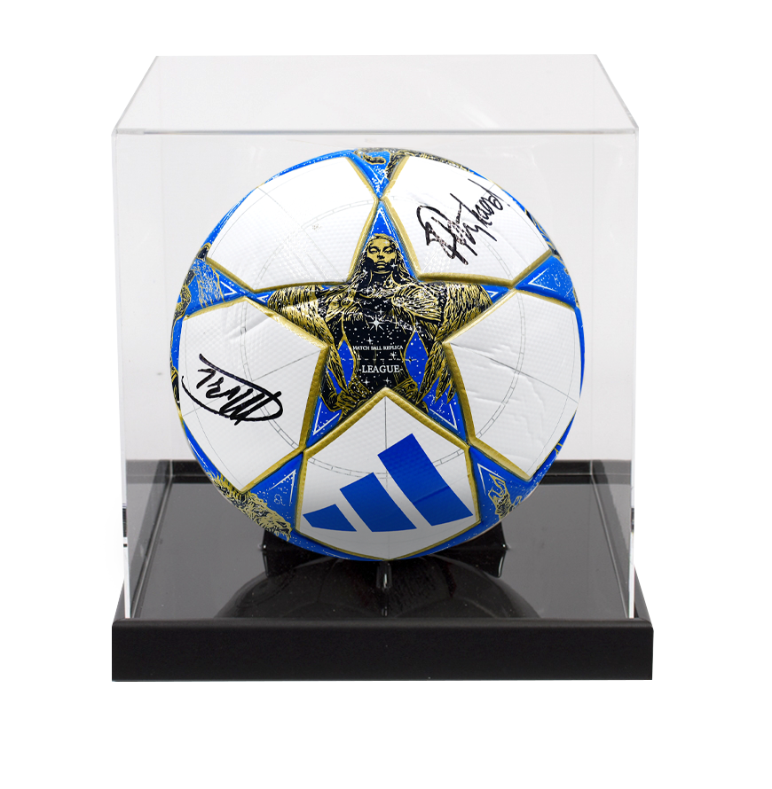 Frank Rijkaard & Marco van Basten Dual Signed UEFA Champions League Football In Acrylic Case