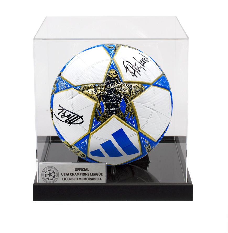 Frank Rijkaard & Marco van Basten Official UEFA Champions League Dual Signed Football In Acrylic Case